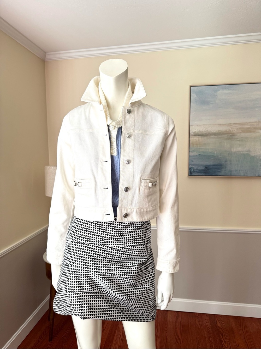 Michael Kors White Cropped Denim Jacket